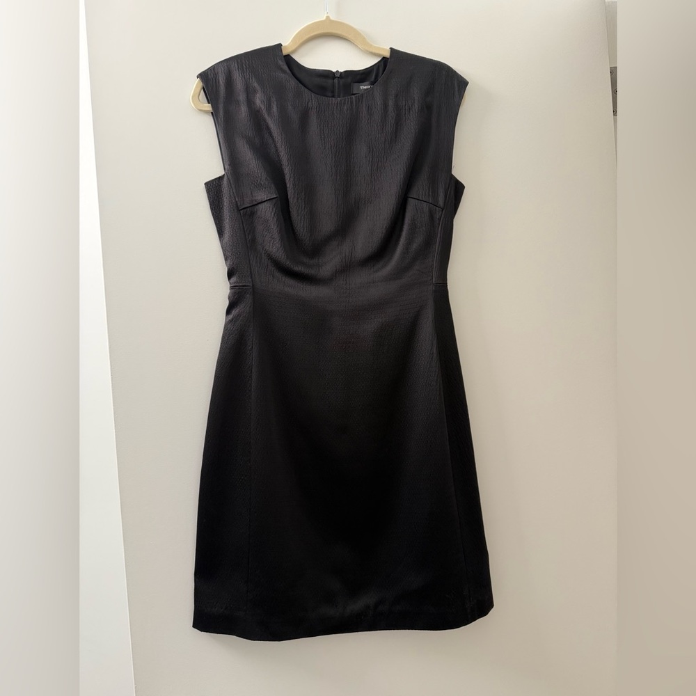 Theory structured hammered satin mini dress